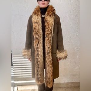 Gerard Babin Paris Vintage Suede Fur trimmed Coat